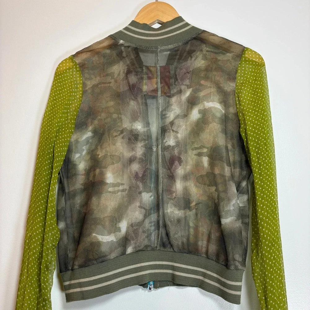 Wooxoom Paris Silk Patchwork Bomber Jacket Embroidered Mesh Green T3 Medium Rare